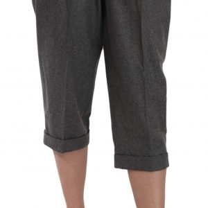 Dolce & Gabbana Wool Cropped Trouser Plissee-Hose