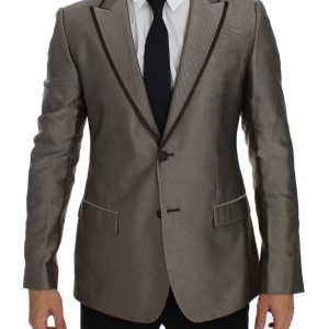 Dolce & Gabbana Brauner Slim Fit Seidenblazer mit zwei Knöpfen