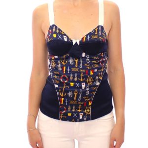 Dolce & Gabbana Blaues Tank-Top mit Seemannsmotiv