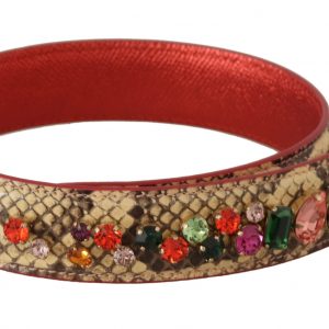 Dolce & Gabbana Beige Exotic Leather Crystals Schulterriemen