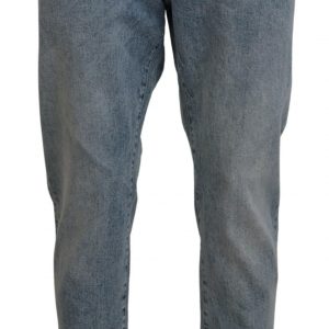 Dolce & Gabbana Blaue Waschung Slim Fit Denim Jeans aus Baumwolle