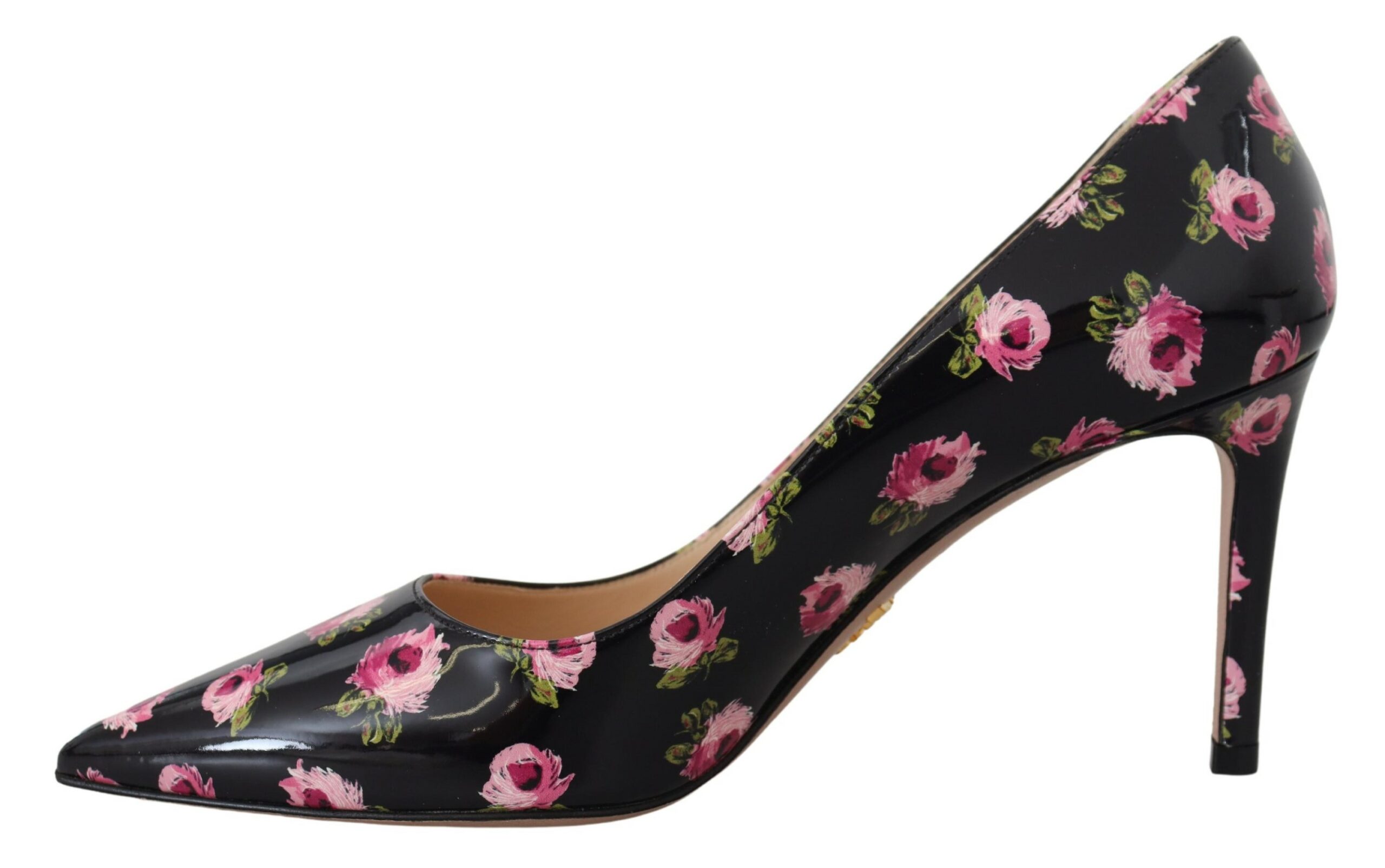 Prada Schwarzes Leder Floral Heels Stilettos Pumps – Bild 3