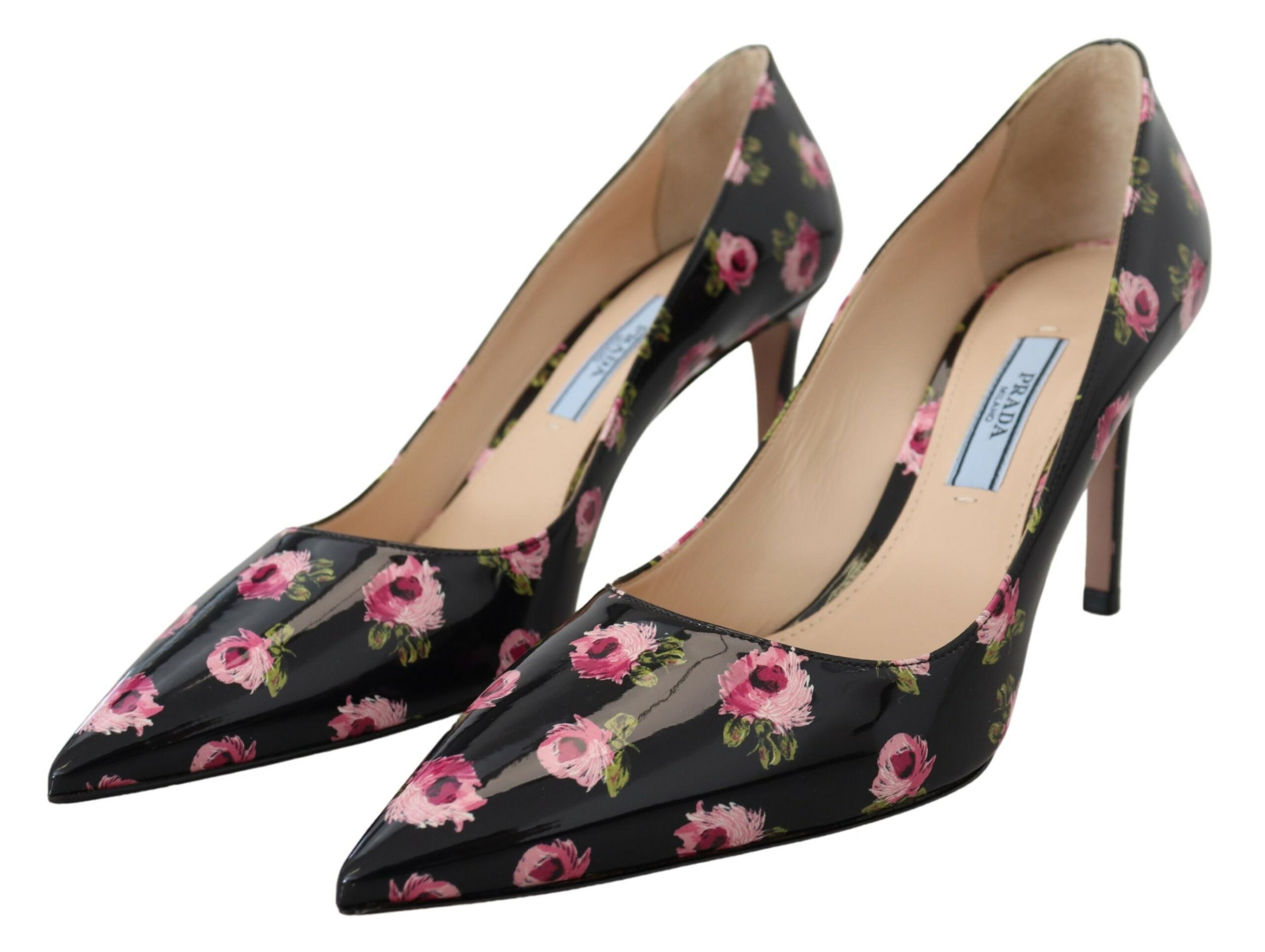 Prada Schwarzes Leder Floral Heels Stilettos Pumps – Bild 7