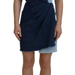 Dolce & Gabbana Zweifarbiges blaues Patchwork-Denim-Minikleid