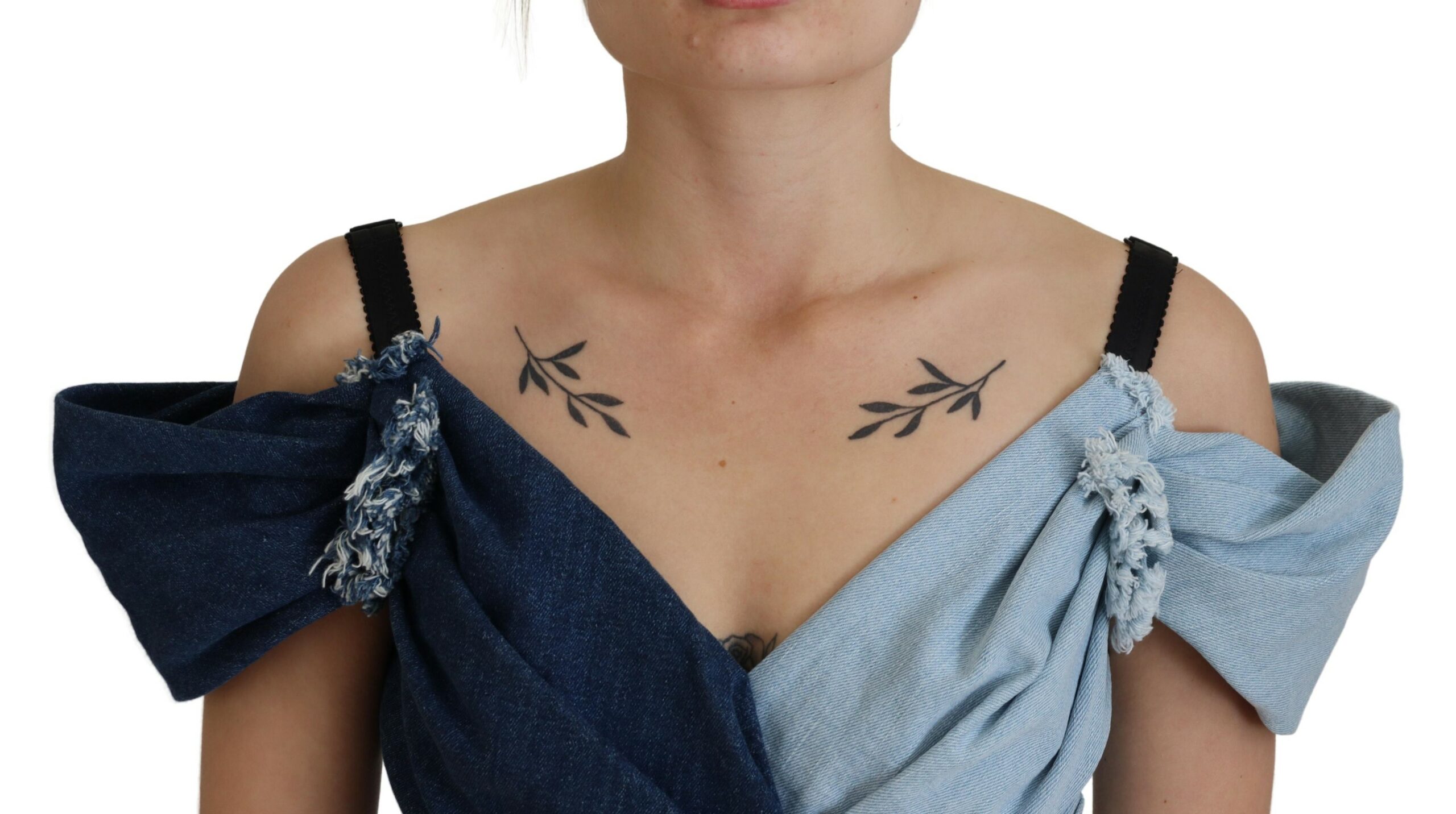 Dolce & Gabbana Zweifarbiges blaues Patchwork-Denim-Minikleid – Bild 4