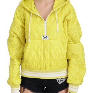 Dolce & Gabbana Gelbe Nylon Steppjacke mit Kapuze und Pullover