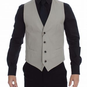 Dolce & Gabbana Beige Seidenmischung Kleid Formelle Weste Gilet