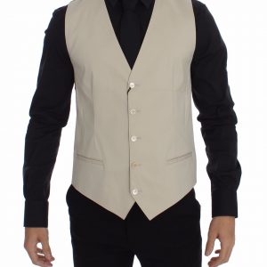 Dolce & Gabbana Beige Baumwolle Stretch Kleid Weste Blazer