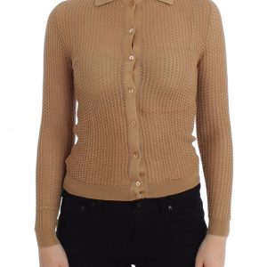 Dolce & Gabbana Beige gestrickter Baumwoll-Polo-Strickpullover