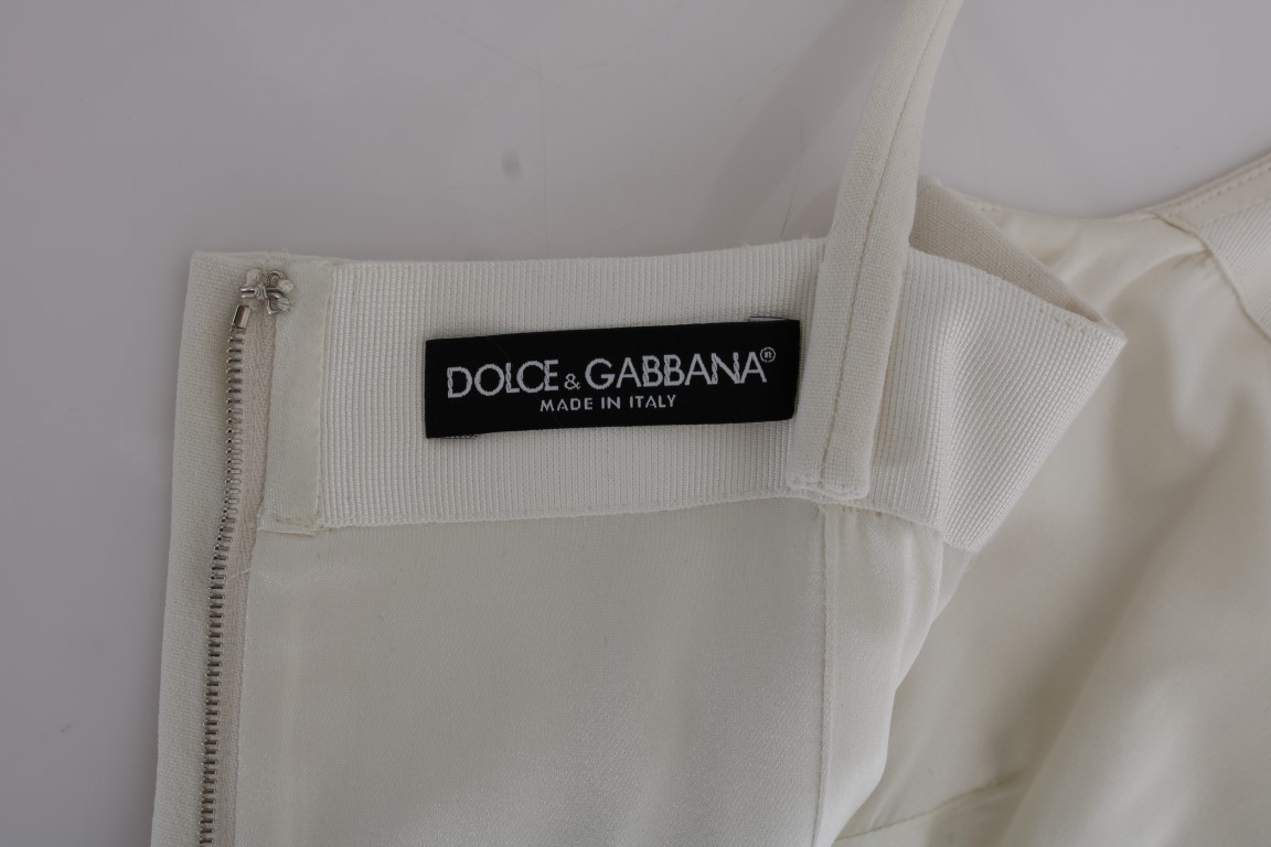 Dolce & Gabbana Weißes Stretch-Broschen-Shiftkleid aus Wolle – Bild 7