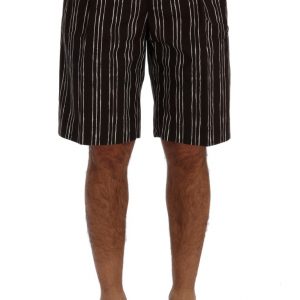Dolce & Gabbana Bordeaux-Weiß gestreifte Hanf Casual Shorts