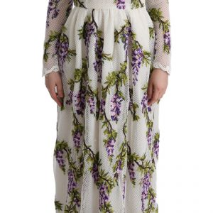 Dolce & Gabbana Weißes geblümtes besticktes Maxikleid