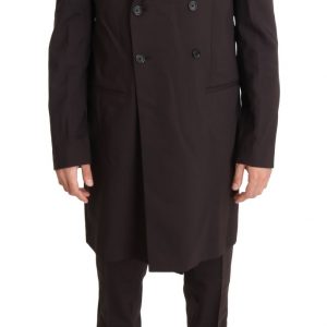 Dolce & Gabbana Bordeauxfarbener Woll-Stretch-Anzug, lang, 3-teilig