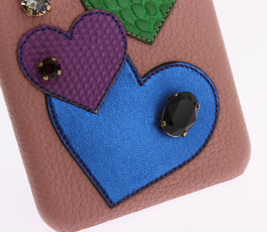 Dolce & Gabbana Rosa Leder Herz Kristall Handytasche – Bild 5