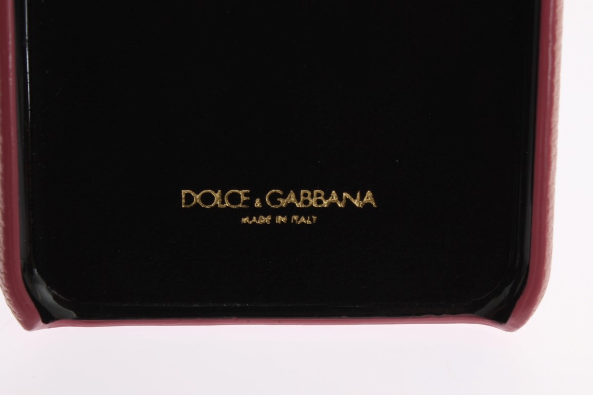 Dolce & Gabbana Rosa Leder Herz Kristall Handytasche – Bild 7