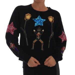 Dolce & Gabbana Fairy Tale Crystal Schwarzer Kaschmirpullover