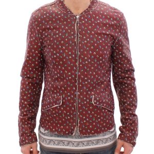 Dolce & Gabbana Bordeaux Leder Boxer Print Jacke Mantel