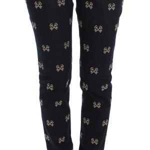 Dolce & Gabbana Blaue Schlüssel bestickte Slim Fit KATE Jeans