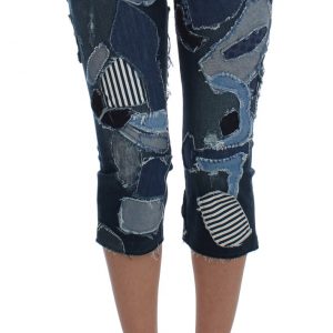 Dolce & Gabbana Blaue Patchwork Jeans-Shorts aus Stretch