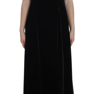 Dolce & Gabbana Braunes Samt-Kristall-Etuikleid