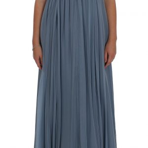 Dolce & Gabbana Blaues Seiden-Kristall-Etuikleid Ballkleid
