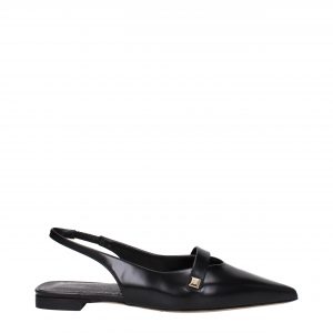 Max Mara Schwarze Leder-Ballett-Flats