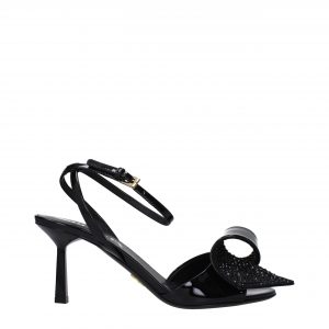 Prada Schwarze Leder-Stilettosandalen