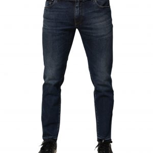 Dolce & Gabbana Enge Herren-Jeans aus blauem Stretch-Baumwoll-Denim