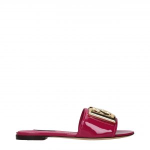 Dolce & Gabbana Fuchsiafarbene Leder-Pantoffeln