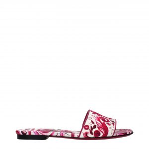Dolce & Gabbana Fuchsiafarbene Stoff-Pantoffeln