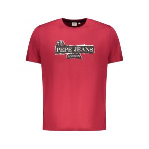 Pepe Jeans Rotes Baumwoll-T-Shirt für Herren