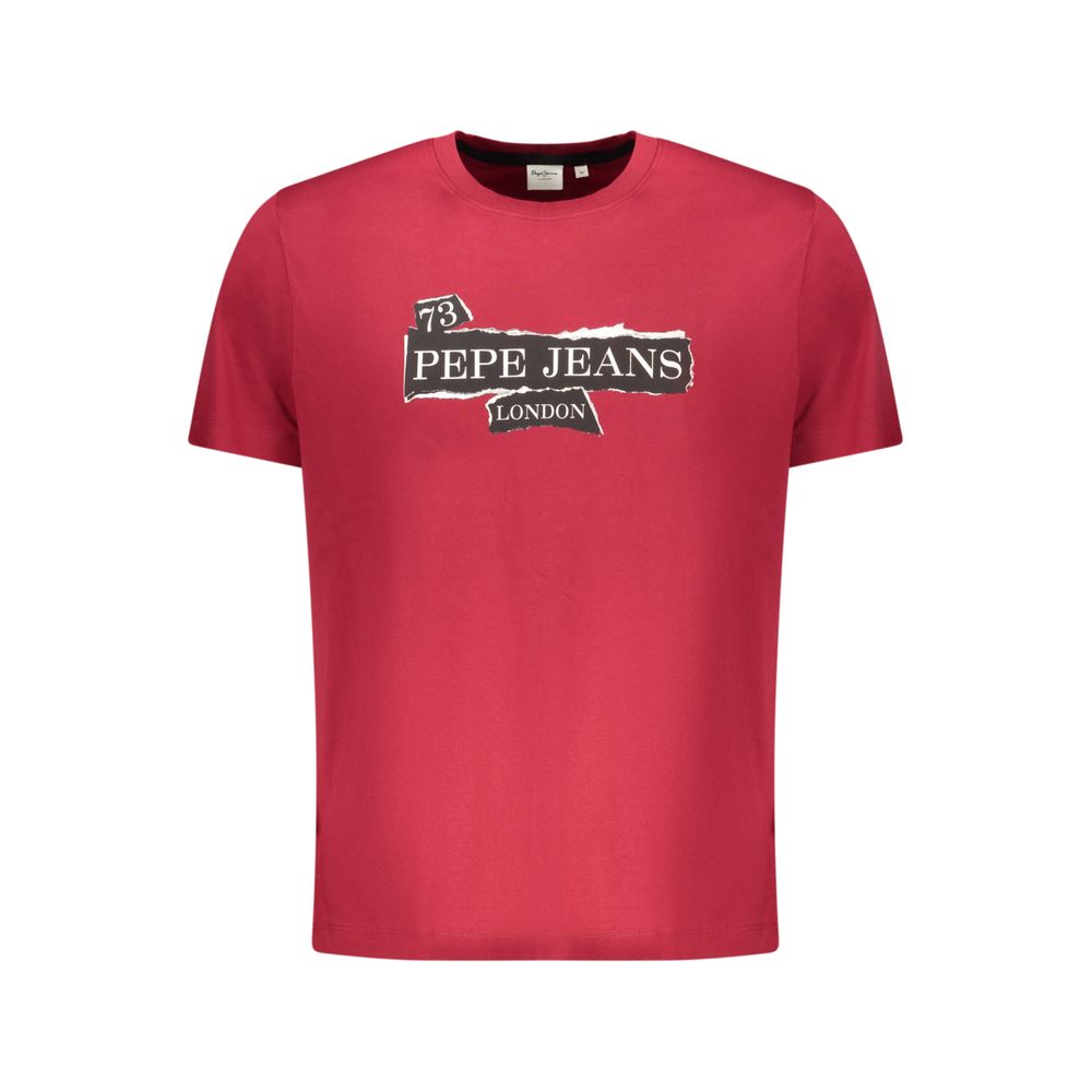 Pepe Jeans Rotes Baumwoll-T-Shirt für Herren