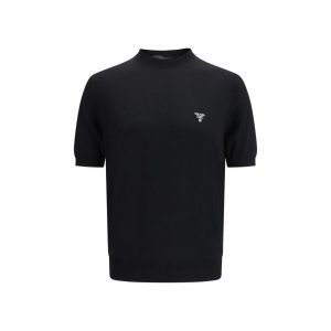 Prada Schwarzes T-Shirt aus Fleece-Wolle