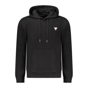 Guess Jeans Schwarzer Baumwoll-Herren-Sweatshirt mit Kapuze, Slim Fit