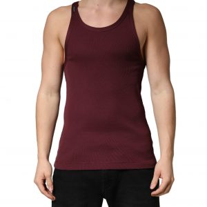 Dolce & Gabbana Ärmelloses Rundhals-Tanktop in Weinrot