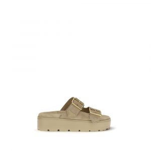Prada Beige Calf Leather Bos Taurus Platform Sandals