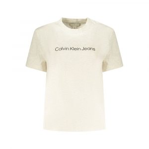 Calvin Klein Beige Baumwoll-T-Shirt für Damen