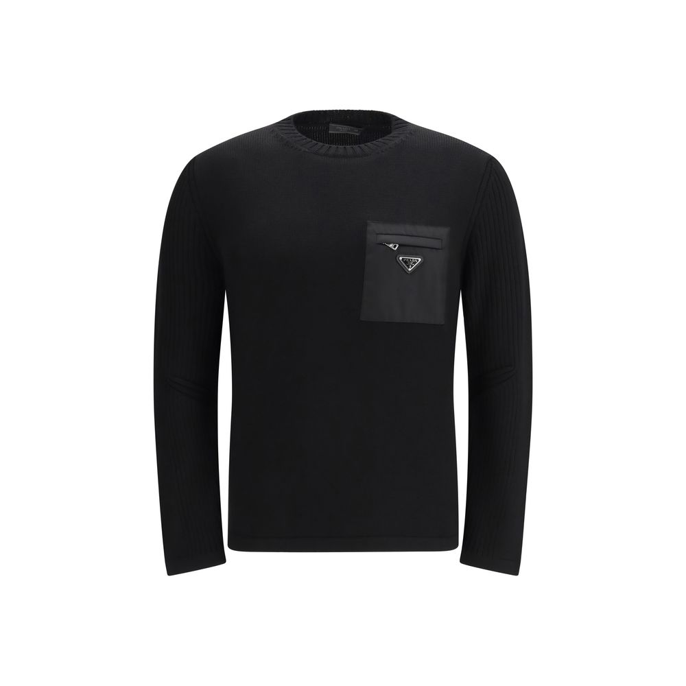 Prada Schwarzer Sweatshirt aus Fleece-Wolle