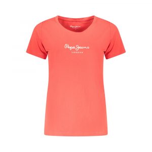 Pepe Jeans Rotes Baumwoll-T-Shirt für Damen