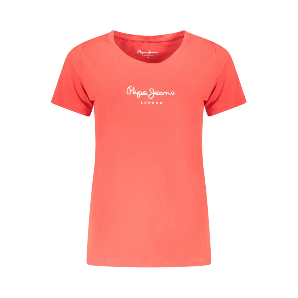Pepe Jeans Rotes Baumwoll-T-Shirt für Damen