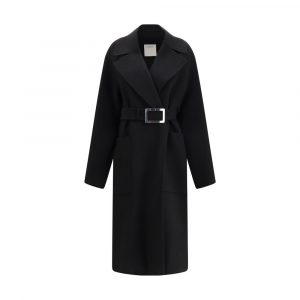 Max Mara Schwarzer Wollmantel aus Fleece
