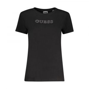 Guess Jeans Schwarzes Baumwoll-T-Shirt für Damen