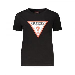 Guess Jeans Schwarzes Damen-T-Shirt aus Bio-Baumwolle