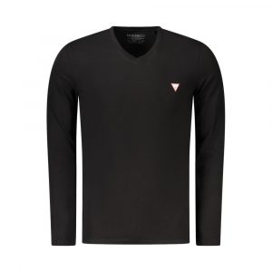 Guess Jeans Schwarzes Baumwoll-T-Shirt für Herren