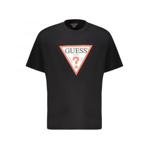 Guess Jeans Schwarzes Bio-Baumwoll-T-Shirt für Herren