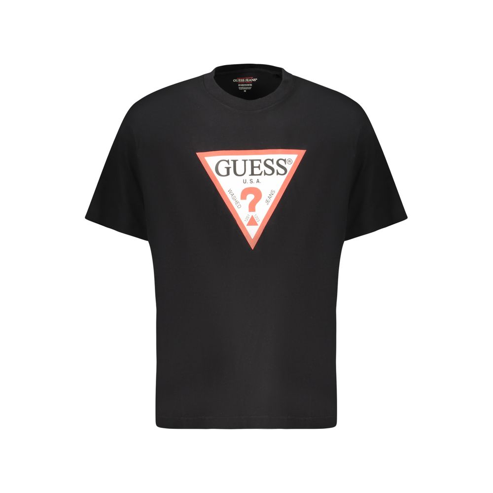 Guess Jeans Schwarzes Bio-Baumwoll-T-Shirt für Herren