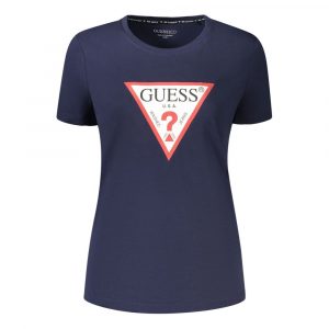 Guess Jeans Blaues Bio-Baumwoll-T-Shirt für Damen