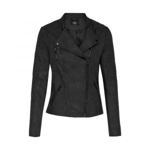 Only Schwarze Bikerjacke aus Polyethylen