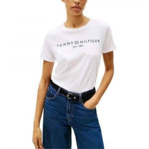 Tommy Hilfiger WeiĂes T-Shirt aus recycelter Baumwolle