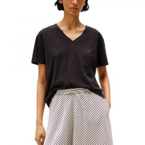 Tommy Hilfiger Schwarzes Bio-Baumwoll-T-Shirt